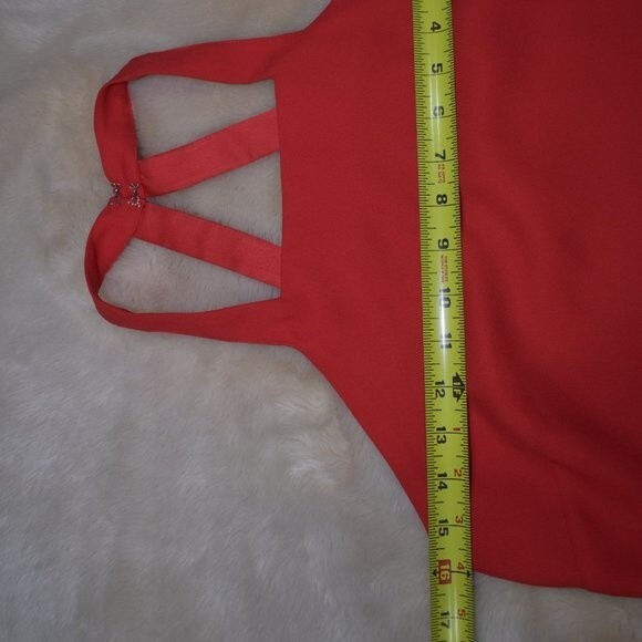 Parker Red Cropped Tank Top XS Square Neck Sleeveless Zip Date Night - Picture 7 of 15